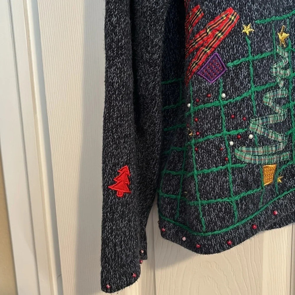 Ambra women’s vintage Christmas tree button down cardigan sweater size large - Picture 4 of 8